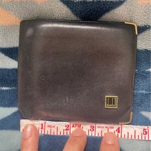 Dunhill Black Leather Bifold Wallet with Gold Accents